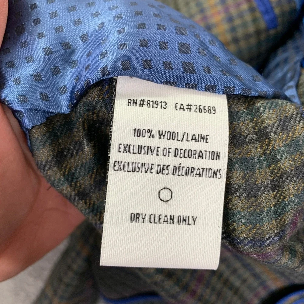 Robert Graham Blazer Jacket Men 40 Classic Check Windowpane Paisley Sport Coat